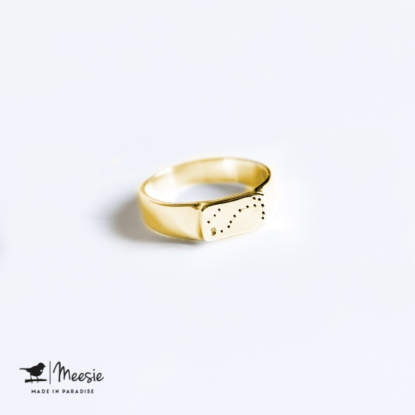 Ring Sterrenbeeld Schorpioen goud op zilver Ring Sterrenbeeld Schorpioen goud op zilver